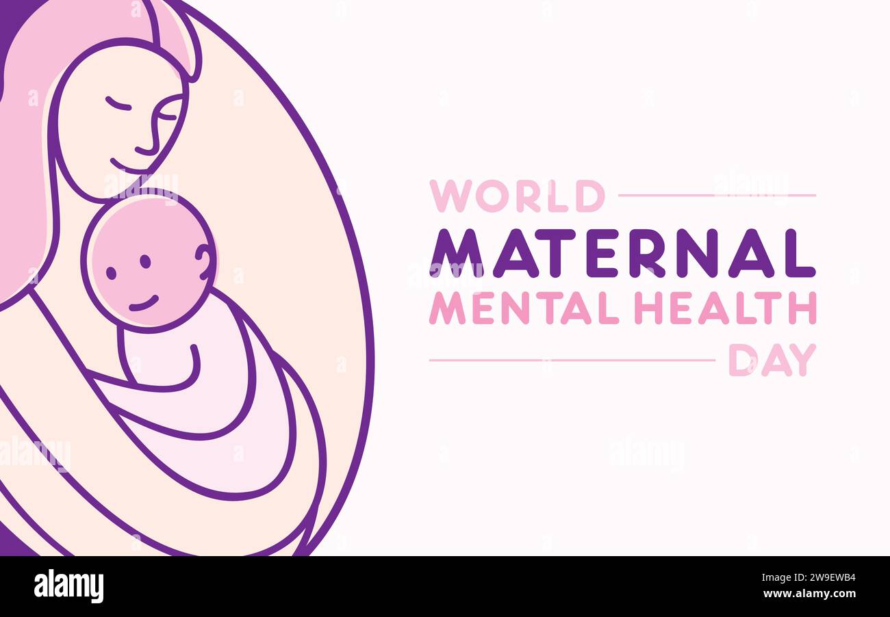 Journée mondiale de la santé mentale maternelle. Concept de journée de sensibilisation à la santé pour la bannière, l'affiche et la conception de fond. illustration vectorielle Illustration de Vecteur