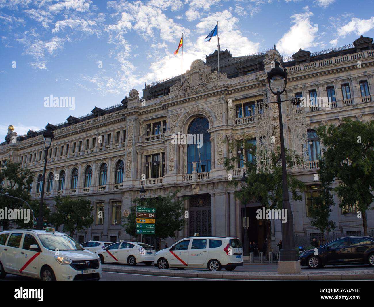 La Banque d'Espagne (Banco de Espana) sur la rue Calle de Alcala à Madrid, Espagne. Banque D'Images