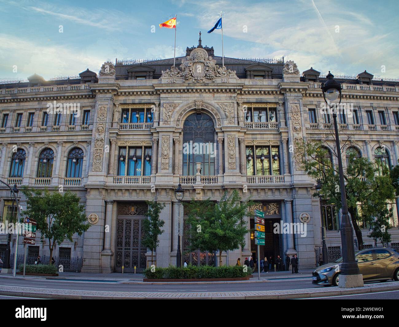 La Banque d'Espagne (Banco de Espana) sur la rue Calle de Alcala à Madrid, Espagne. Banque D'Images