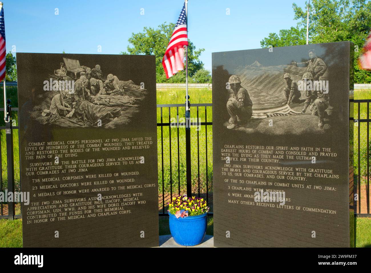 Monument, survivants d'Iwo Jima Memorial Park, New Britain, Connecticut Banque D'Images