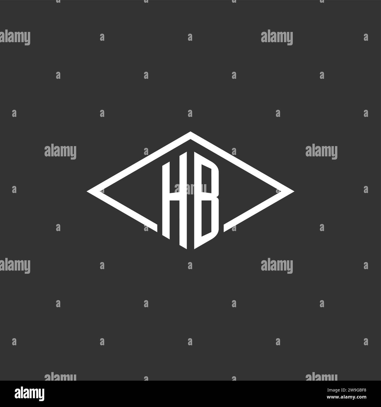 Initiales HB logo monogramme avec graphique vectoriel de conception de style ligne de diamant simple Illustration de Vecteur