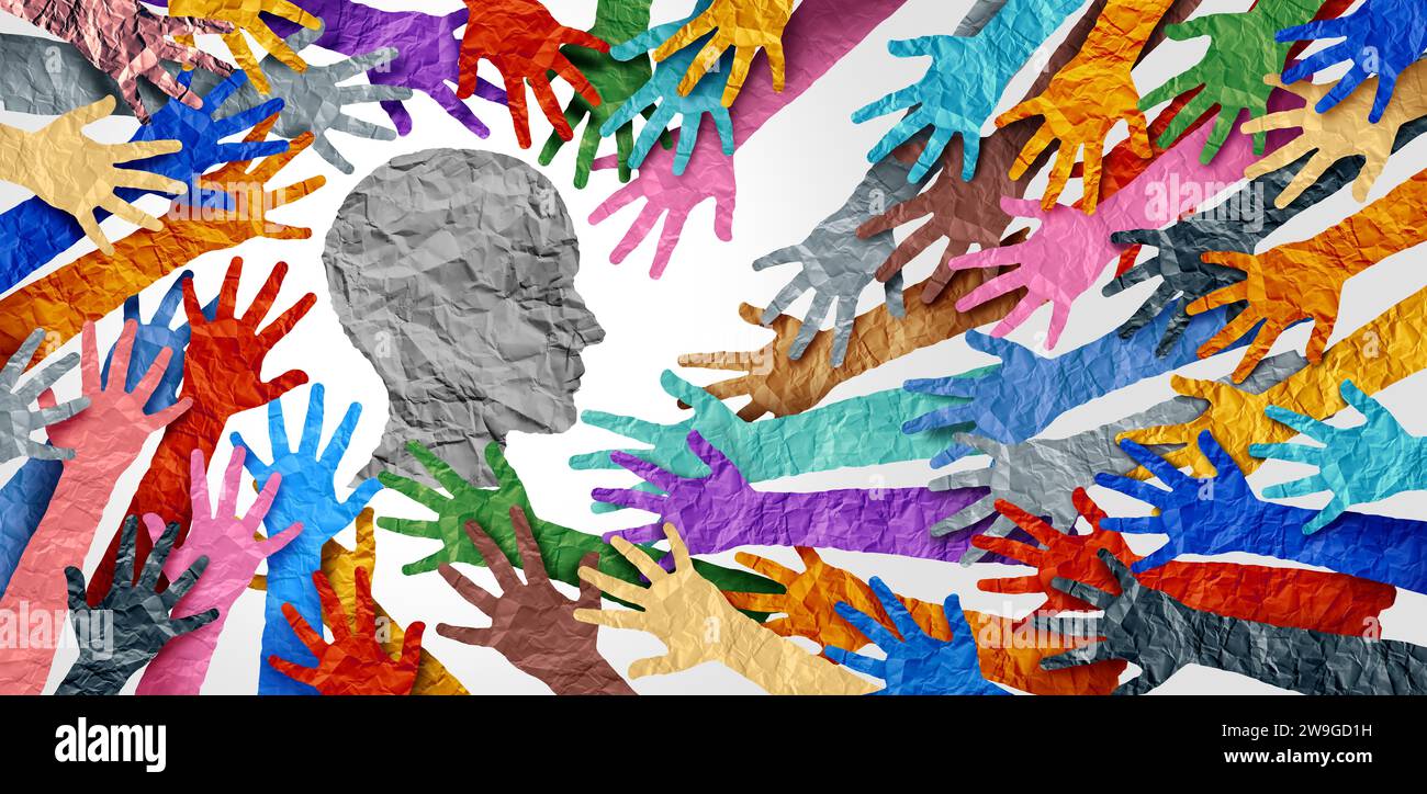 Trouble d'anxiété sociale ou TAS comme une peur d'être regardé et les pressions de la société sur un individu comme un problème et un sentiment de santé mentale psychologique Banque D'Images