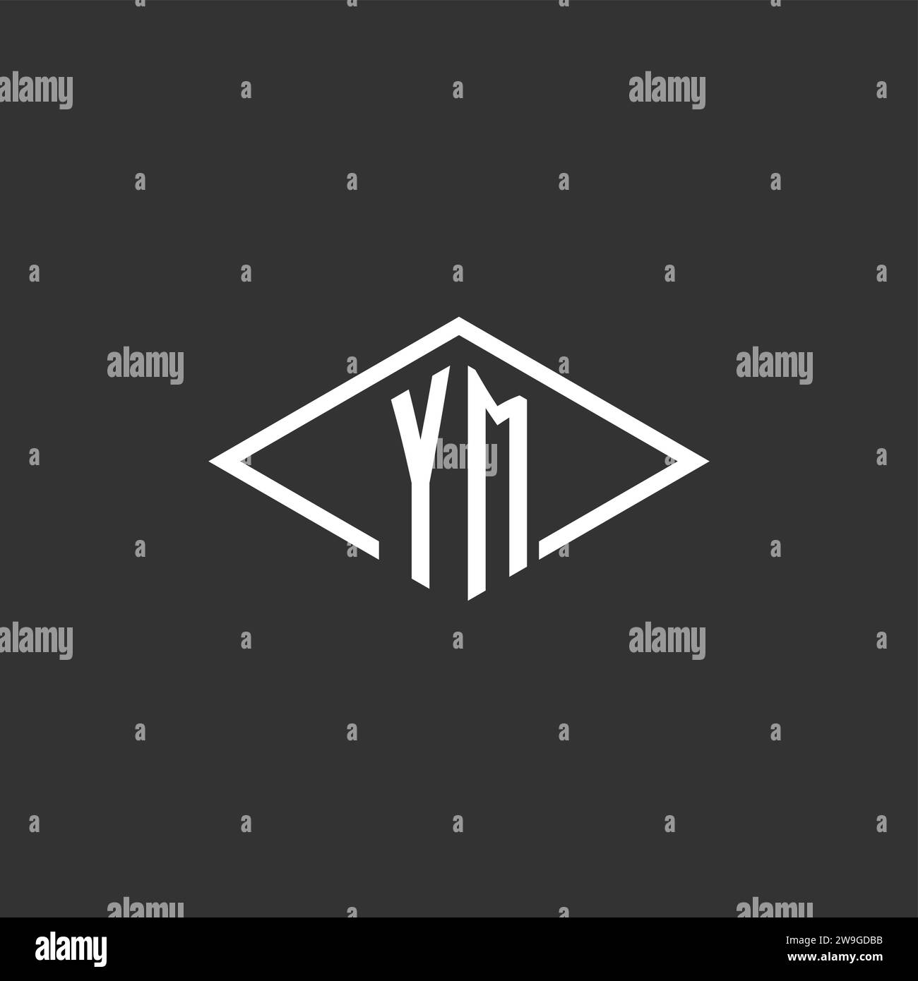 Initiales YM logo monogramme avec graphique vectoriel de conception de style de ligne de diamant simple Illustration de Vecteur