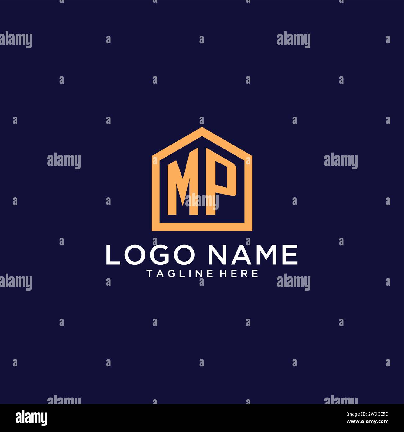 Logo MP initial avec la forme de la maison abstraite, moderne minimaliste logo Realty design images vectorielles Illustration de Vecteur