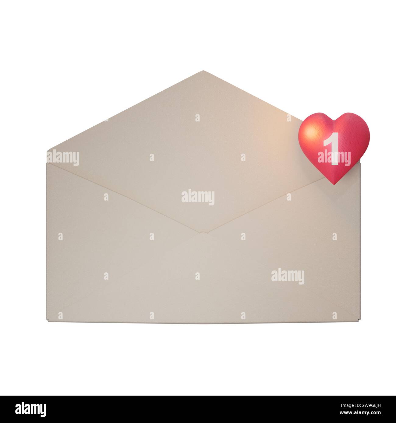 Illustration 3D, notification réaliste de nouveau message. sur fond transparent . E-mail concept envoyé lettre au marketing des médias sociaux , Valentine ' Banque D'Images