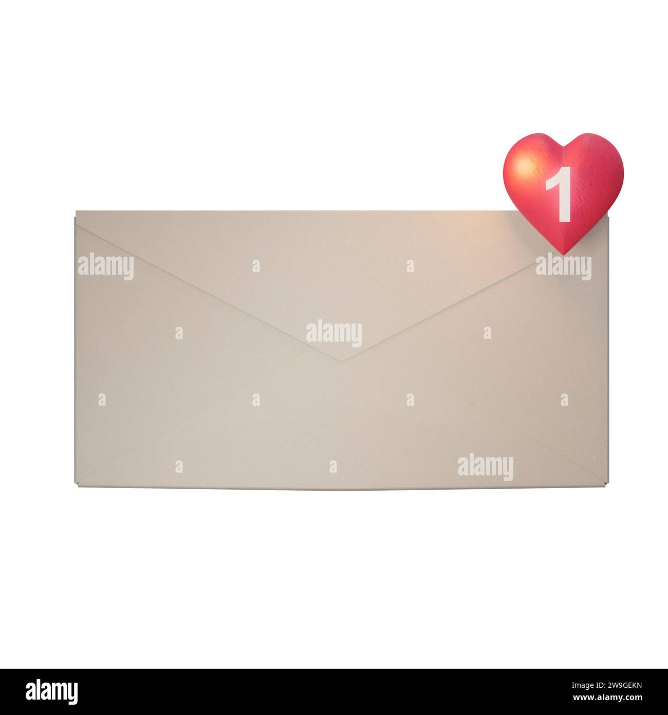 Illustration 3D, notification réaliste de nouveau message. sur fond transparent . E-mail concept envoyé lettre au marketing des médias sociaux , Valentine ' Banque D'Images