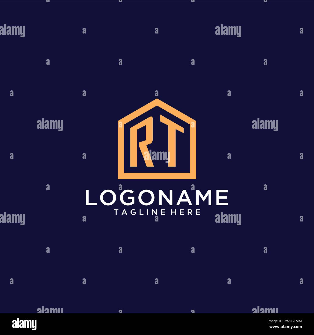 Logo RT initial avec la forme de la maison abstraite, design minimaliste moderne logo Realty idées graphiques vectorielles Illustration de Vecteur