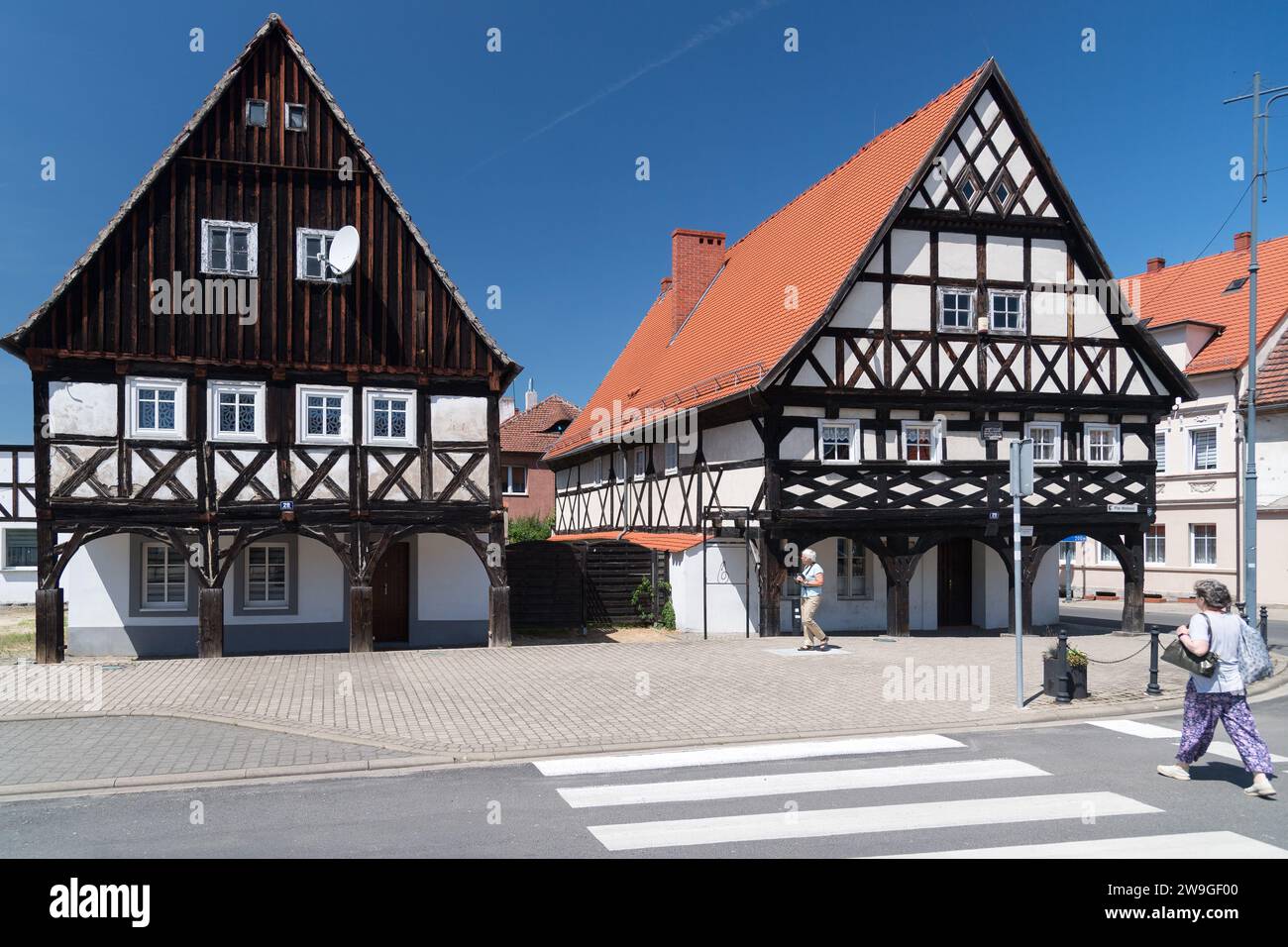 Maison historique à ossature de bois à Sulikow, Pologne © Wojciech Strozyk / Alamy stock photo Banque D'Images