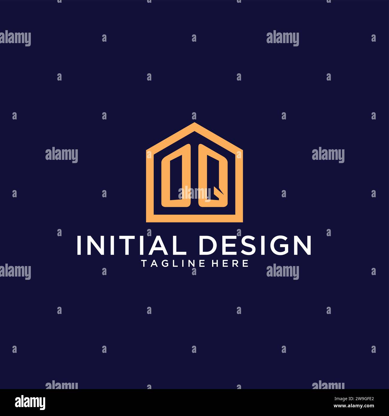 Logo OQ initial avec forme de maison abstraite, design minimaliste moderne logo Realty design graphique vectoriel d'idées Illustration de Vecteur