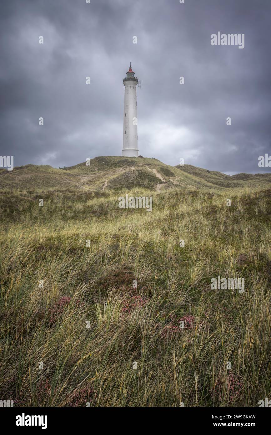 Célèbre phare de Lyngvig dans le Jutland, Danemark Banque D'Images