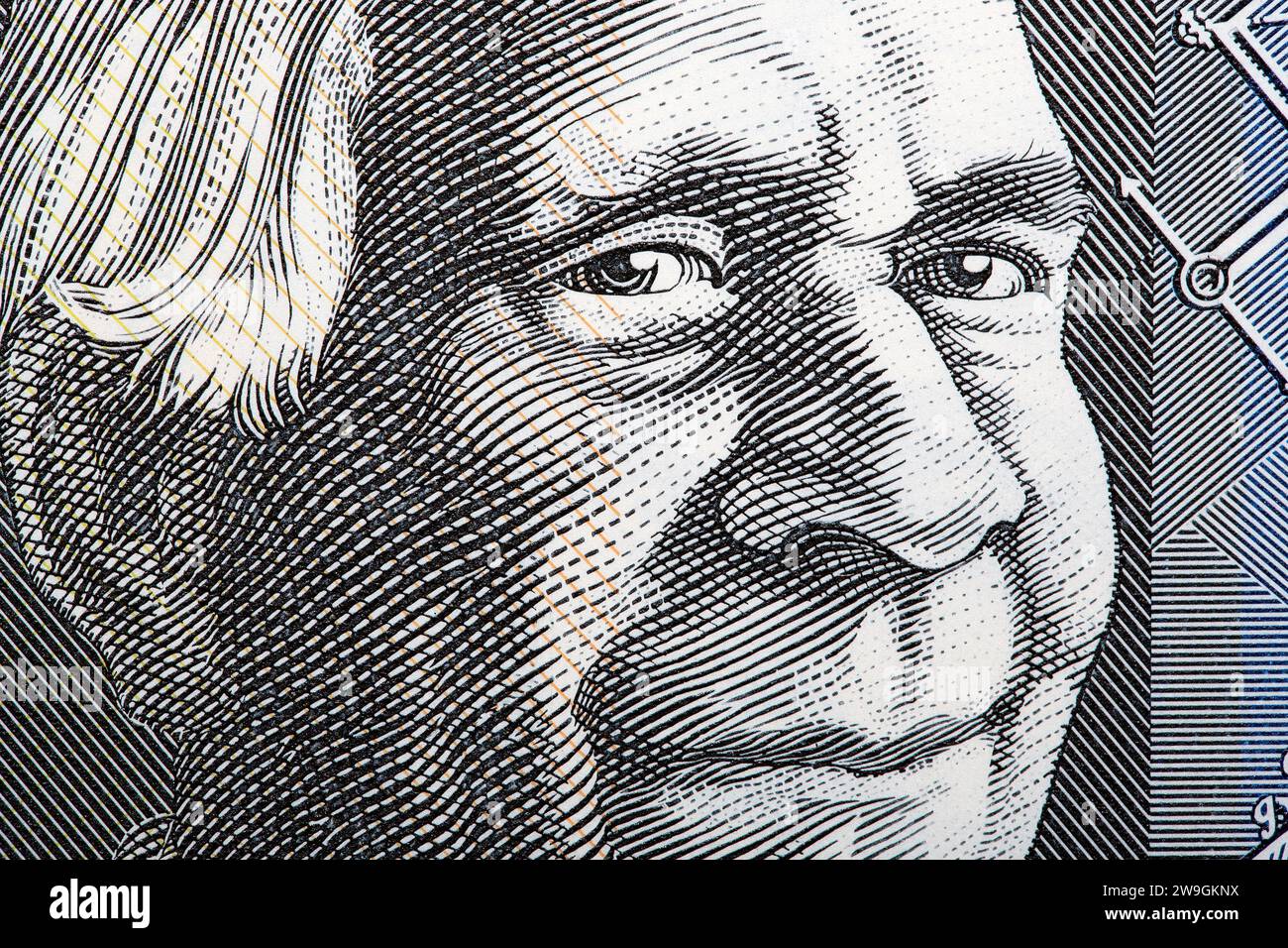 David Unaipon un portrait en gros plan de l'argent australien - Dollar Banque D'Images