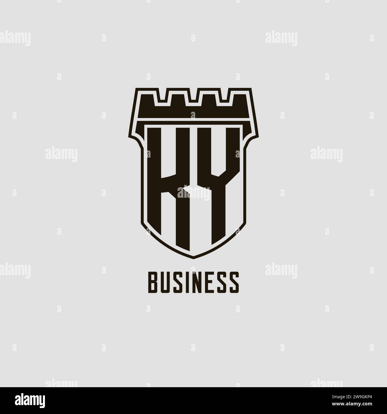 Monogramme KY avec logo bouclier forteresse logo design graphique vectoriel Illustration de Vecteur