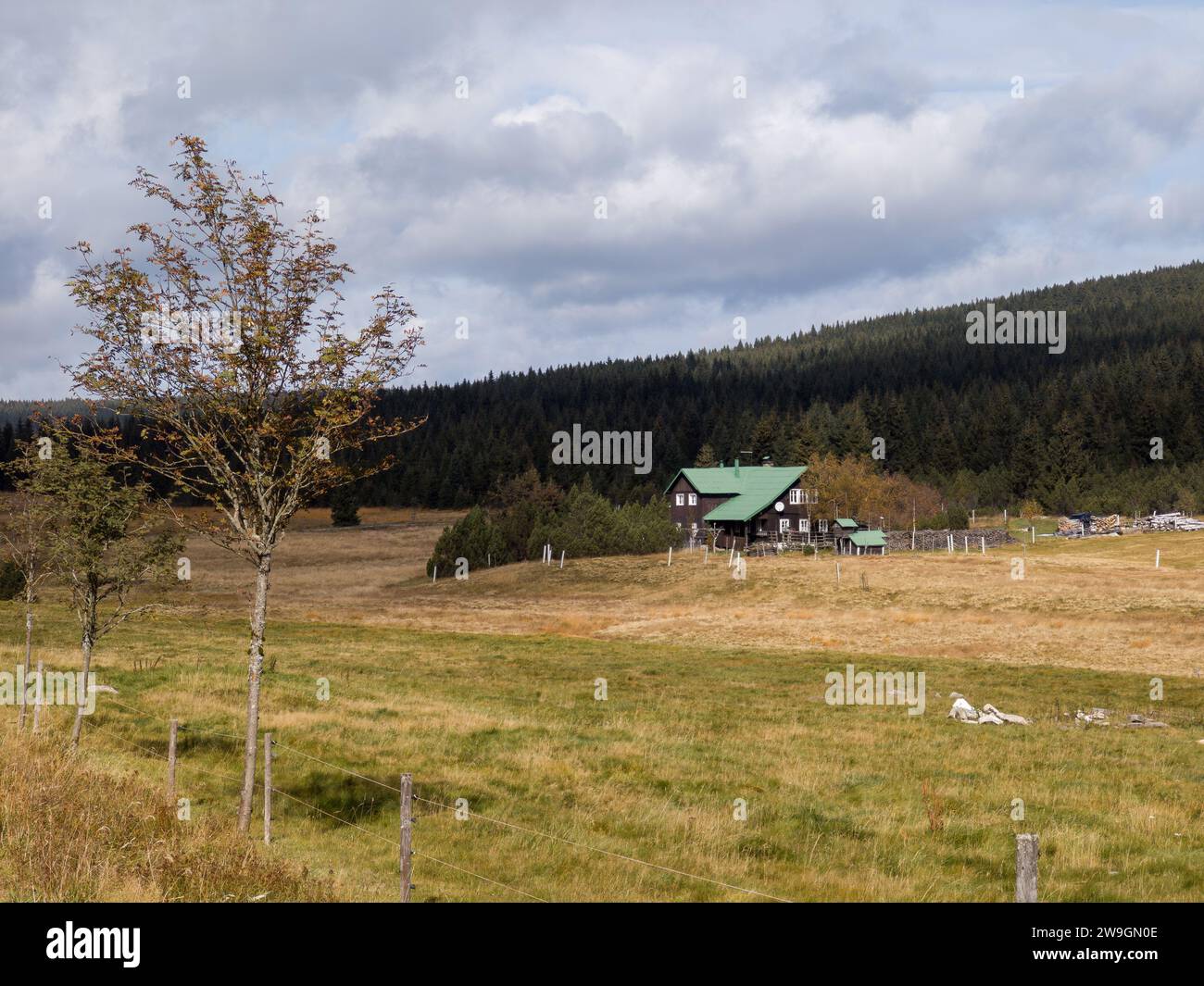 Paysage de montagne au printemps dans les montagnes Jizera, colonie Jizerka Banque D'Images