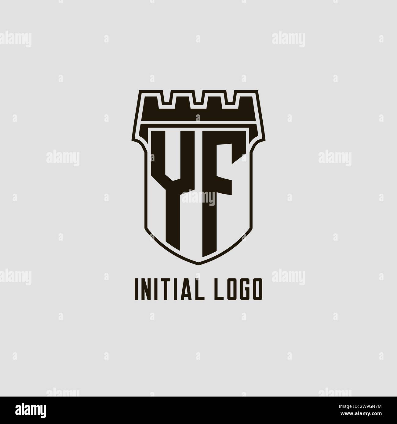 Monogramme YF avec logo bouclier forteresse logo design graphique vectoriel Illustration de Vecteur