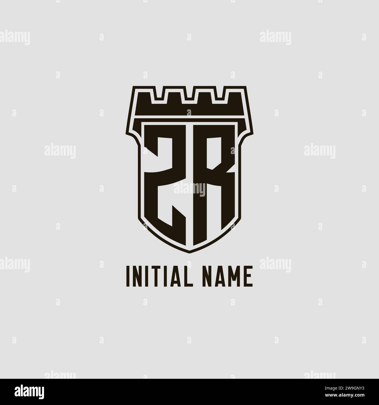 Monogramme ZR avec logo Shield Fortress design style graphique vectoriel Illustration de Vecteur