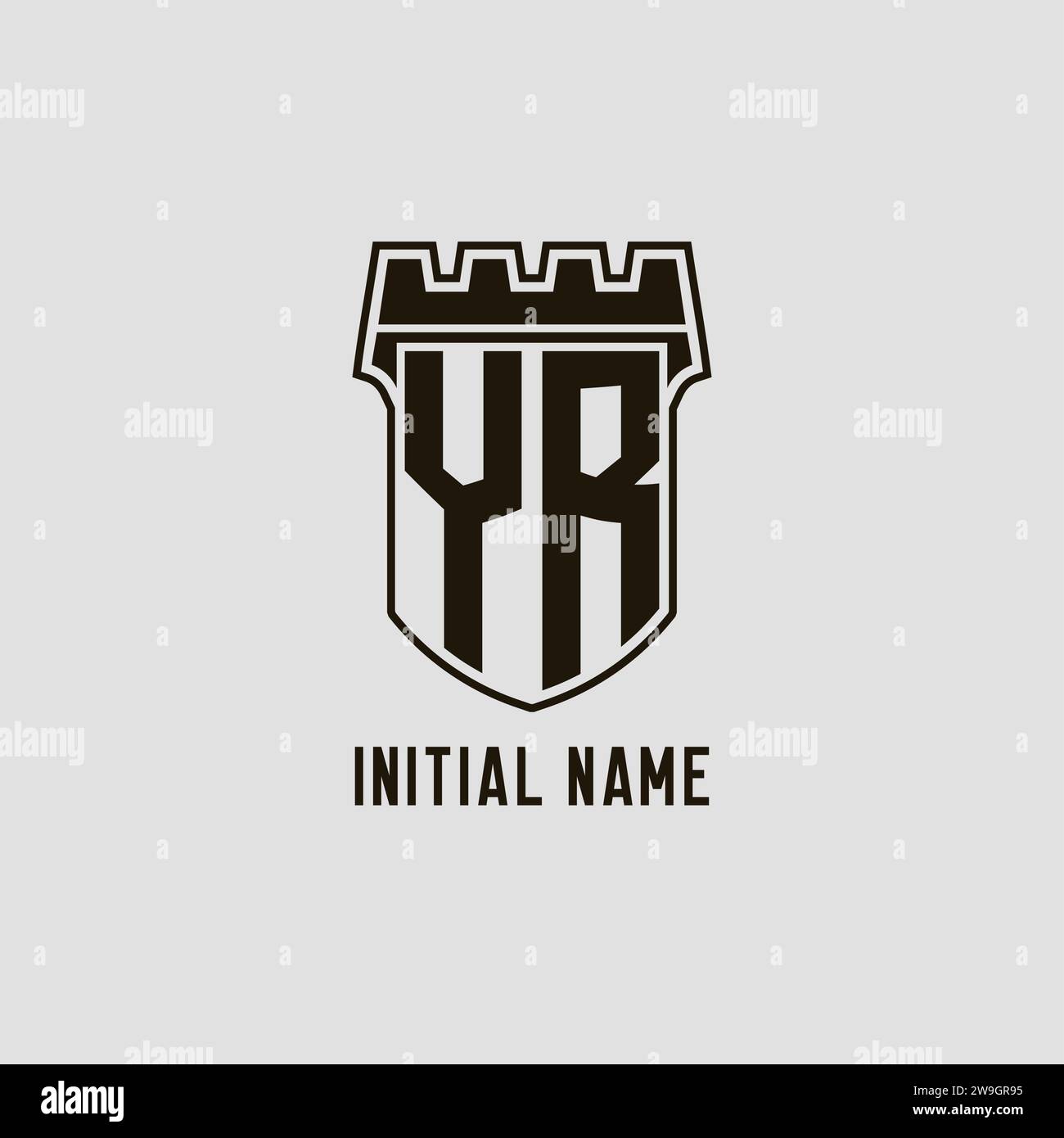 Monogramme YR avec logo bouclier forteresse logo design graphique vectoriel Illustration de Vecteur
