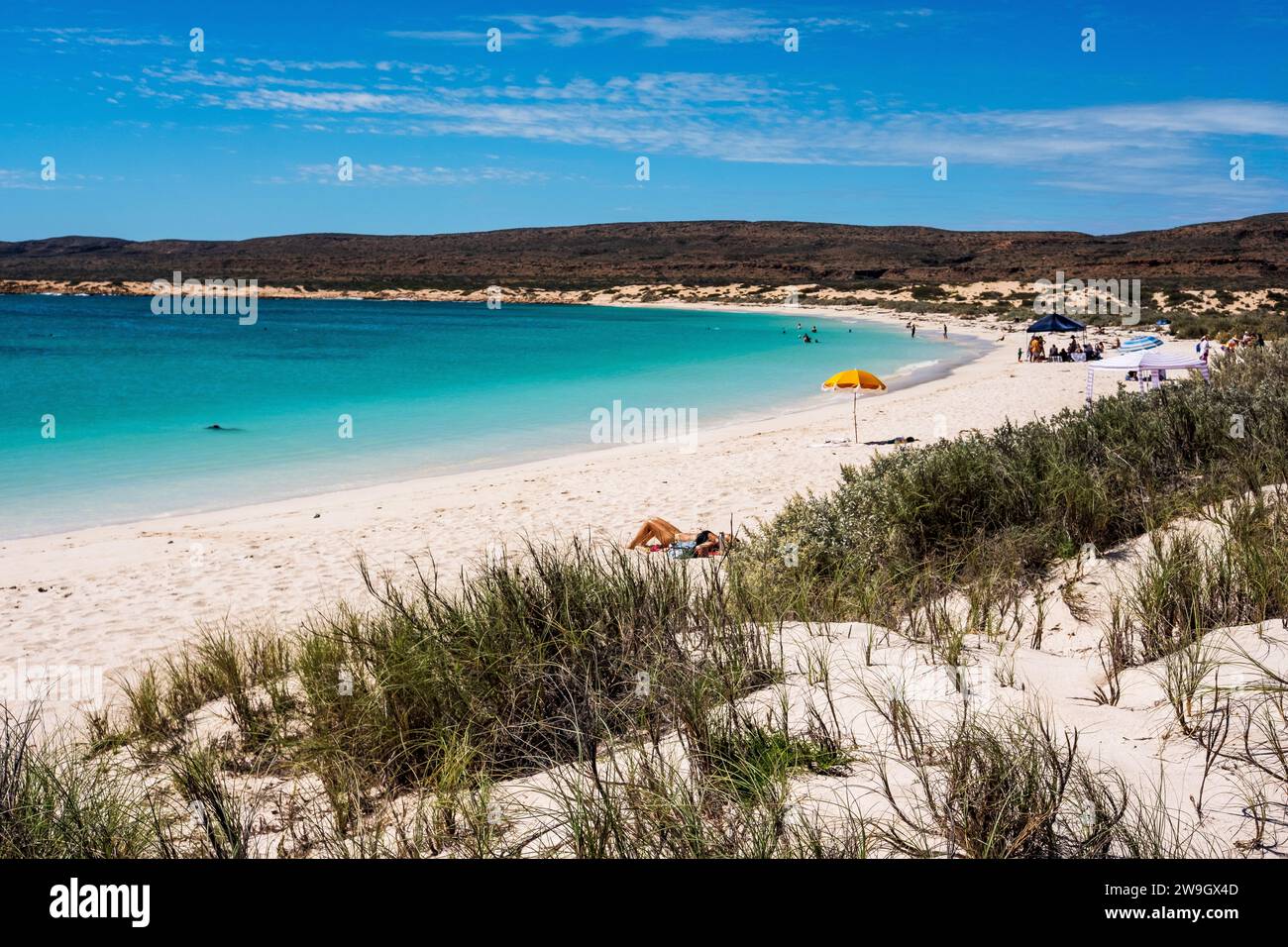 Les eaux bleues limpides de Turquoise Bay, dans le parc national de Cape Range près d'Exmouth en Australie occidentale, sont un site populaire de plongée en apnée. Banque D'Images