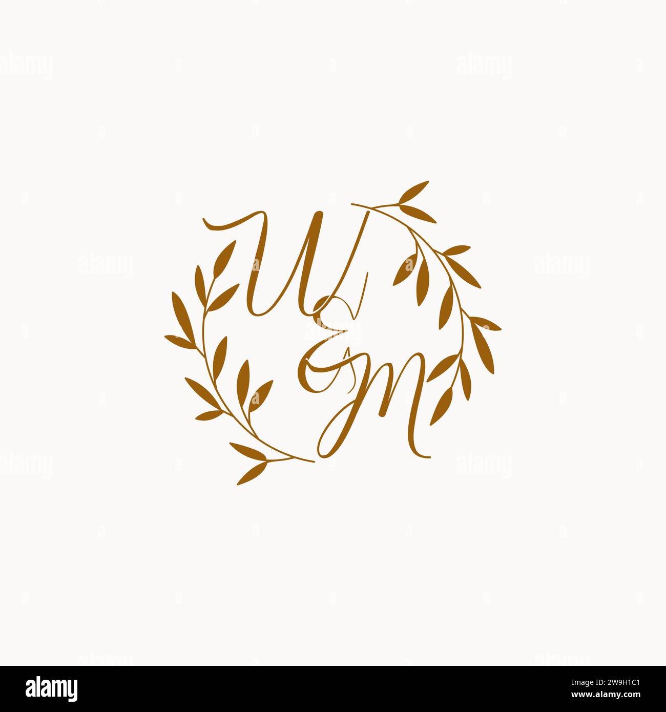 Conception initiale de logo de monogramme de mariage de WM Illustration de Vecteur