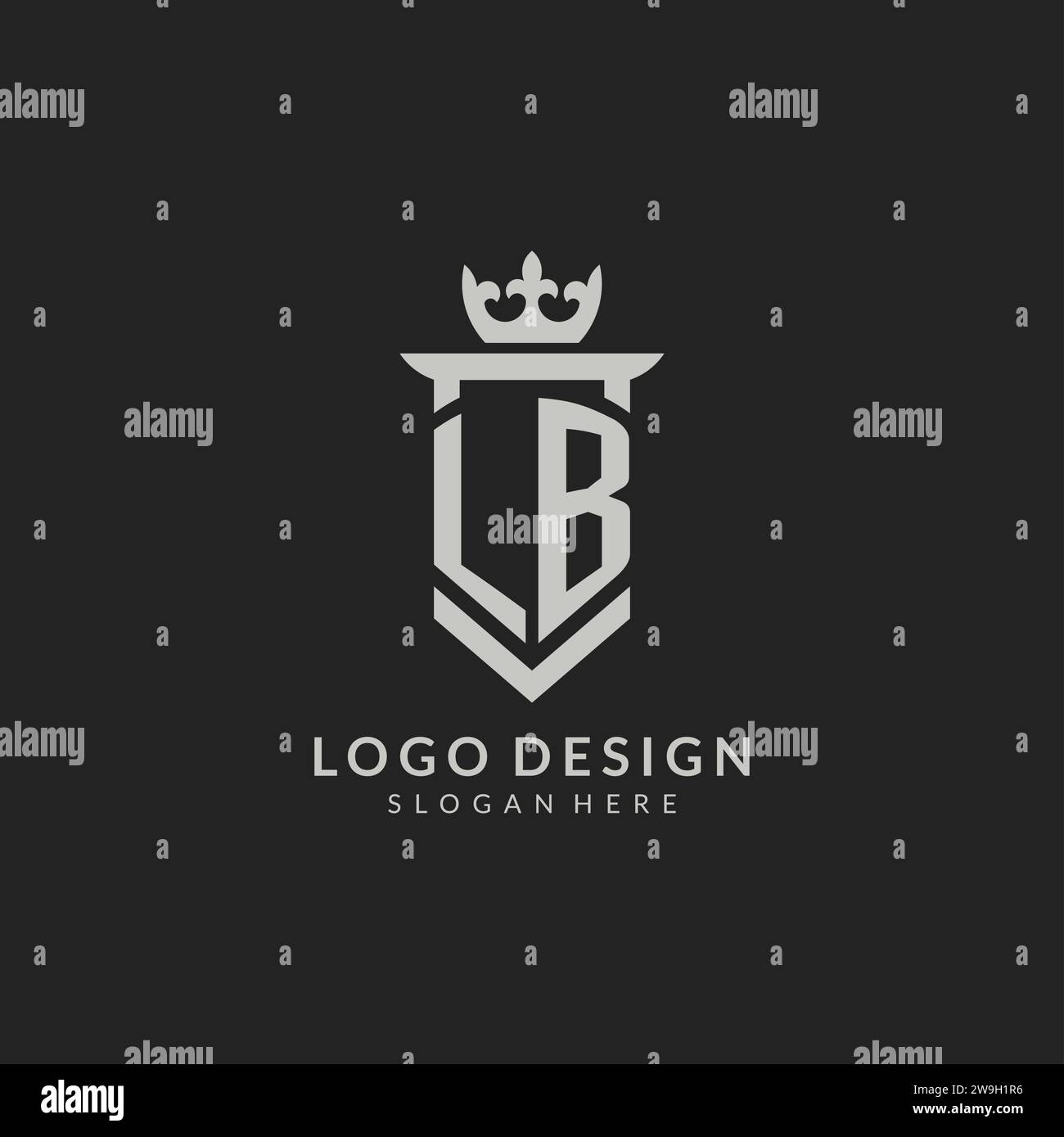 Graphique vectoriel de style bouclier LB initial et logo de la couronne Illustration de Vecteur