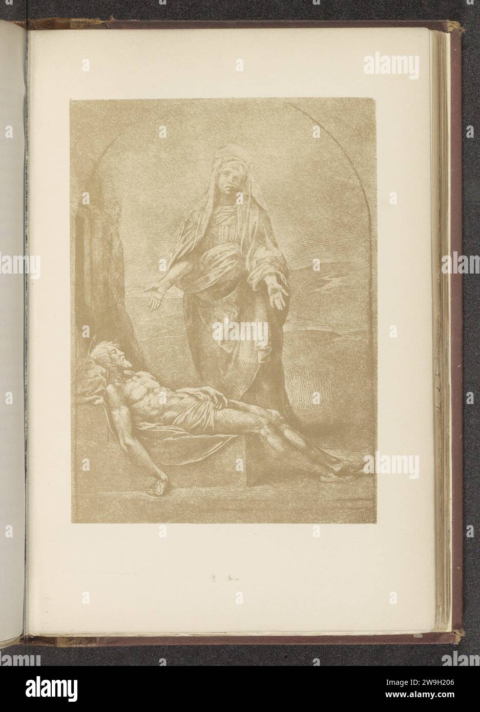 Production photographique d'un dessin, représentant le Piëta, anonyme, d'après Rafaël, c. 1872 - dans ou avant 1882 papier photomécanique le Christ mort couché aux pieds de Marie Banque D'Images