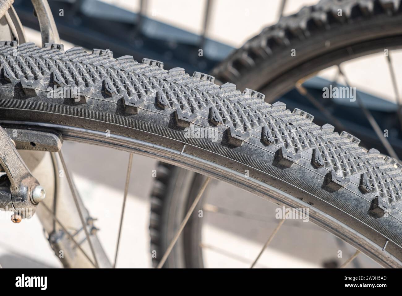 détail des pneus de roue de bicyclette Banque D'Images