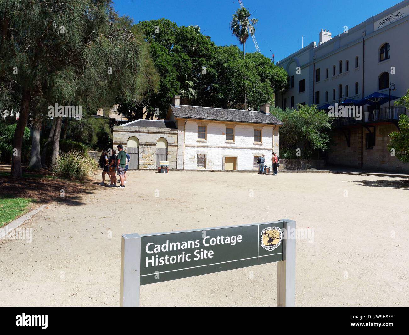 Vue de Cadman's Cottage dans le quartier Rocks de Sydney Australie par une journée de printemps ensoleillée Banque D'Images