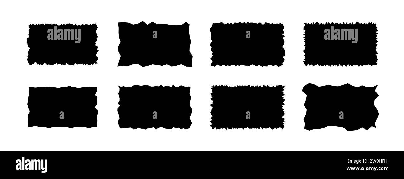 Papier rectangle avec bords déchirés. Formes géométriques dentelées ...