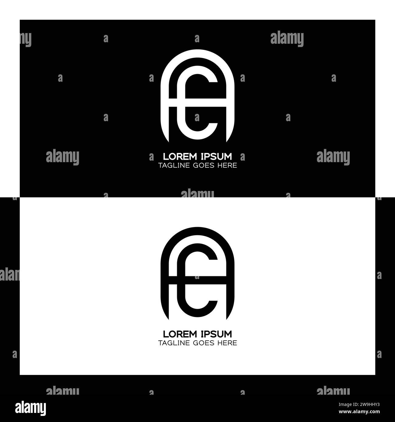 Lettres initiales AC liées au logo élégant. Monogramme de conception de motif lettre A et C. Illustration de Vecteur