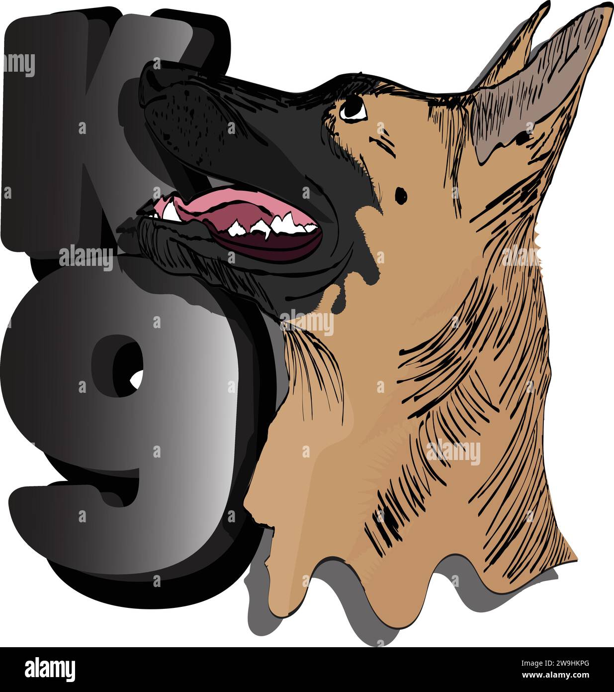 chien berger belge malinois avec de war Illustration de Vecteur