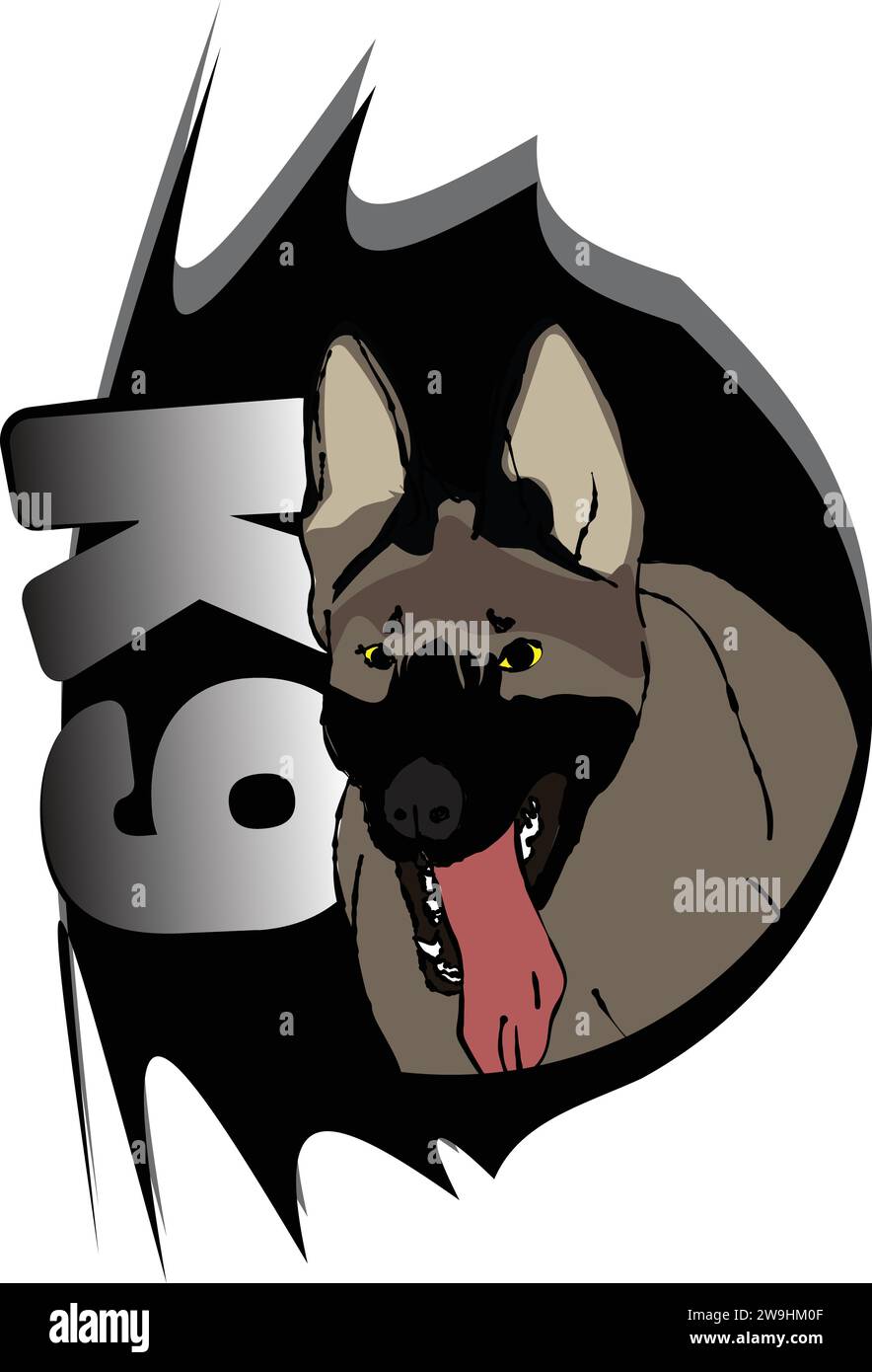 chien berger belge malinois avec de war Illustration de Vecteur