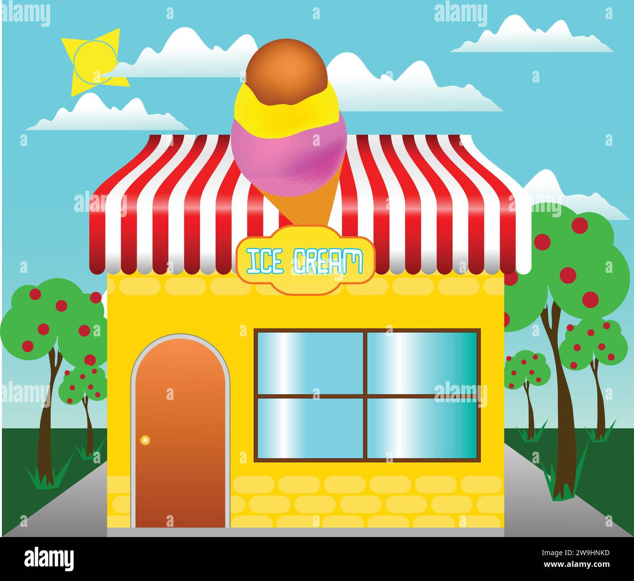ILLUSTRATION VECTORIELLE DE MAGASIN DE CRÈME GLACÉE Illustration de Vecteur