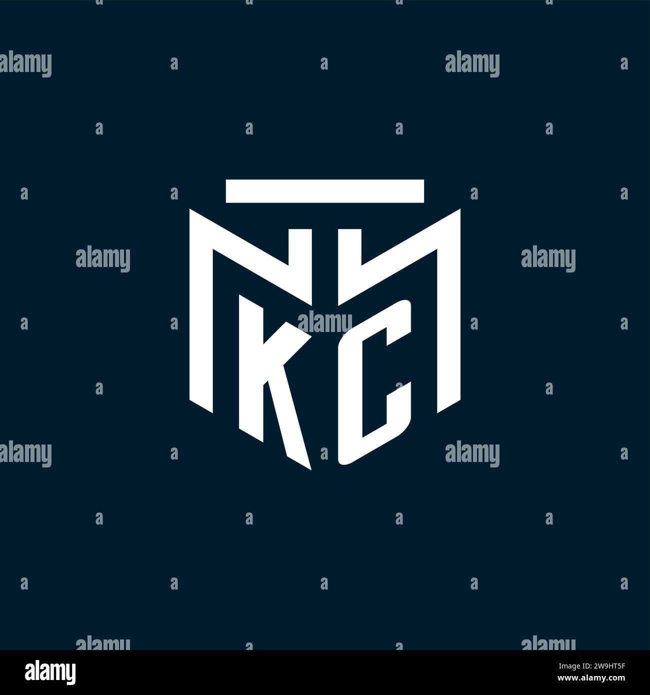 Logo initial de monogramme KC avec inspiration de conception de style géométrique abstrait Illustration de Vecteur