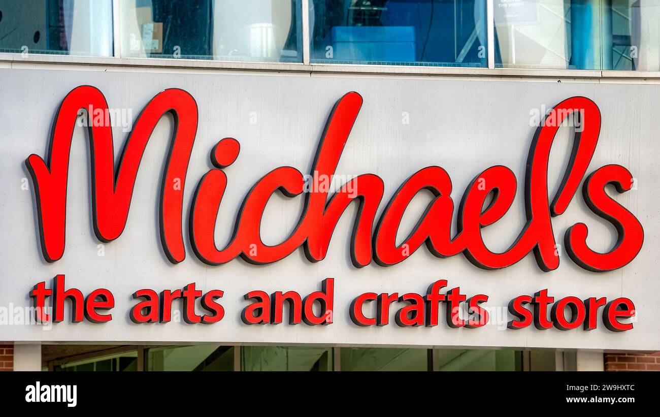 Magasin d'art et d'artisanat Michaels au centre-ville de Toronto, Canada. Banque D'Images