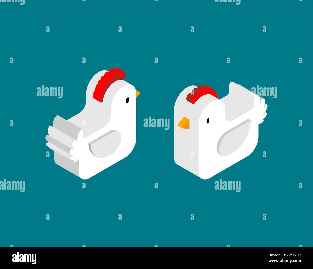 Ensemble isométrique pour poulet. Oiseaux d'élevage de poulets. Illustration de Vecteur