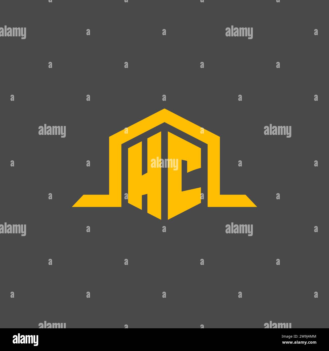 Logo initial de monogramme HC avec des idées de conception de style hexagonal Illustration de Vecteur