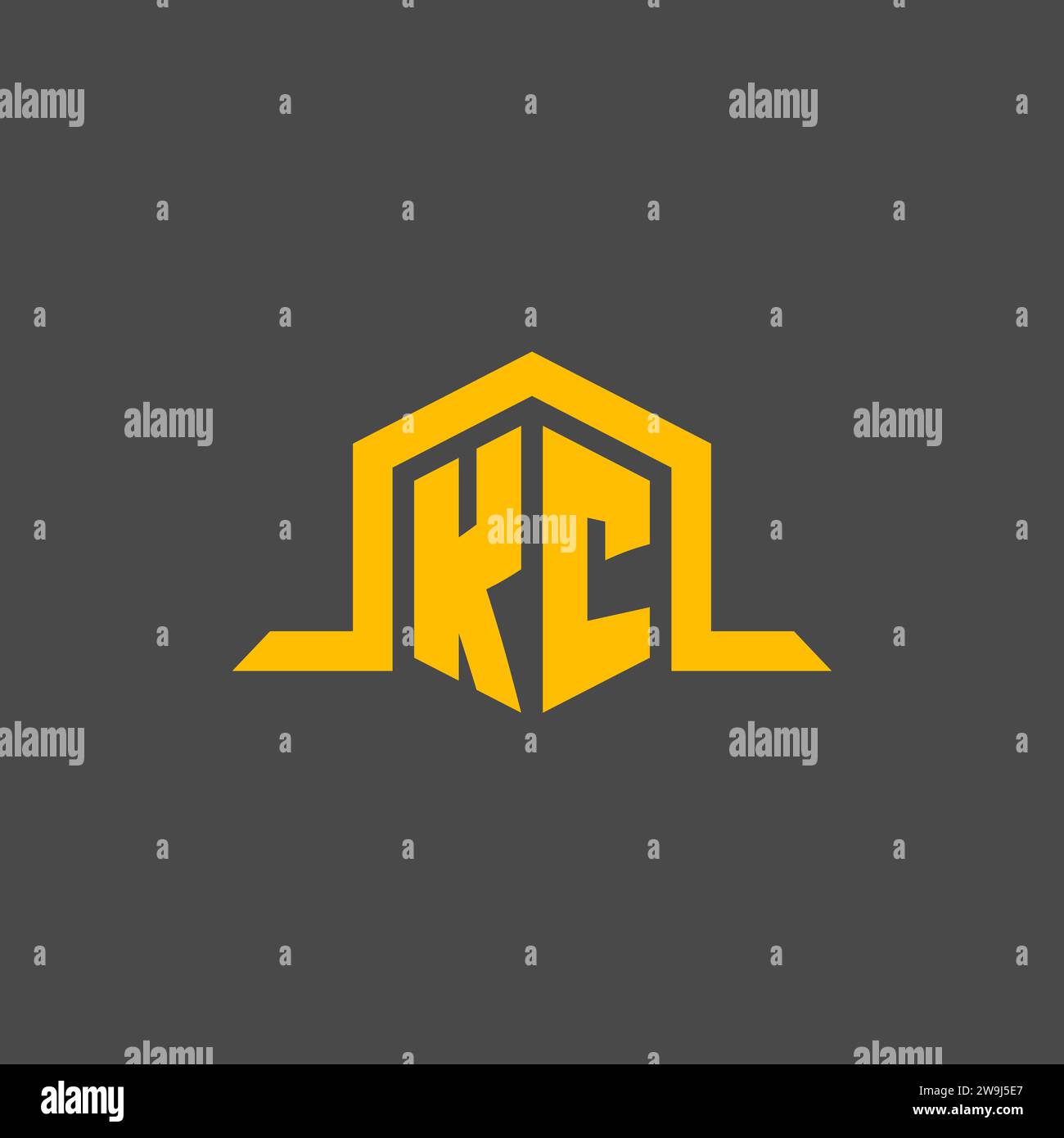 Logo initial de monogramme de KC avec des idées de conception de style hexagonal Illustration de Vecteur
