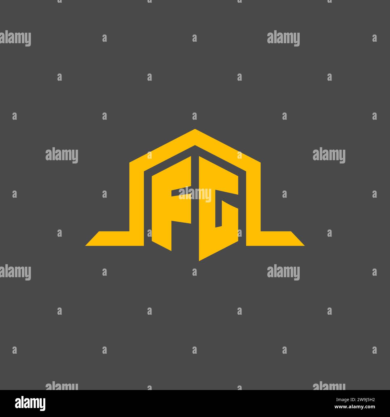 Logo initial de monogramme de FG avec des idées de conception de style hexagonal Illustration de Vecteur