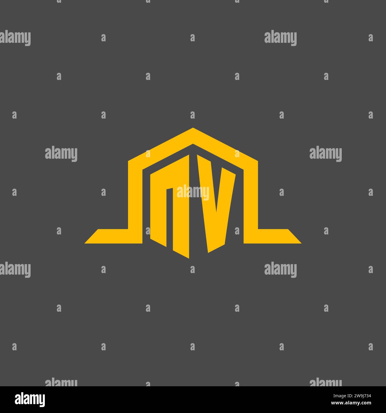 Logo initial monogramme NV avec idées de conception de style hexagonal Illustration de Vecteur