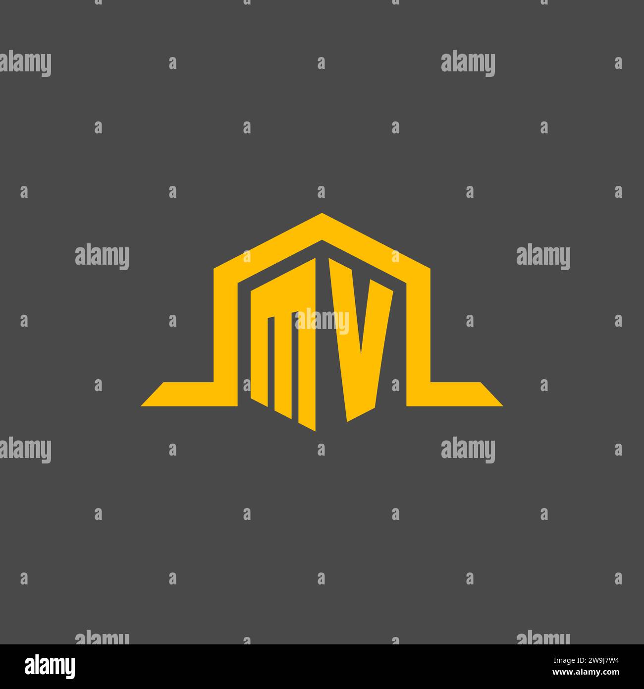 Logo initial de monogramme MV avec des idées de conception de style hexagonal Illustration de Vecteur