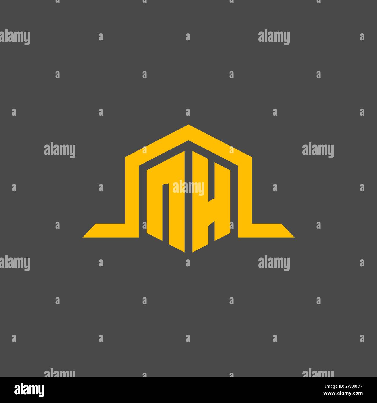 Logo initial de monogramme NH avec des idées de conception de style hexagonal Illustration de Vecteur