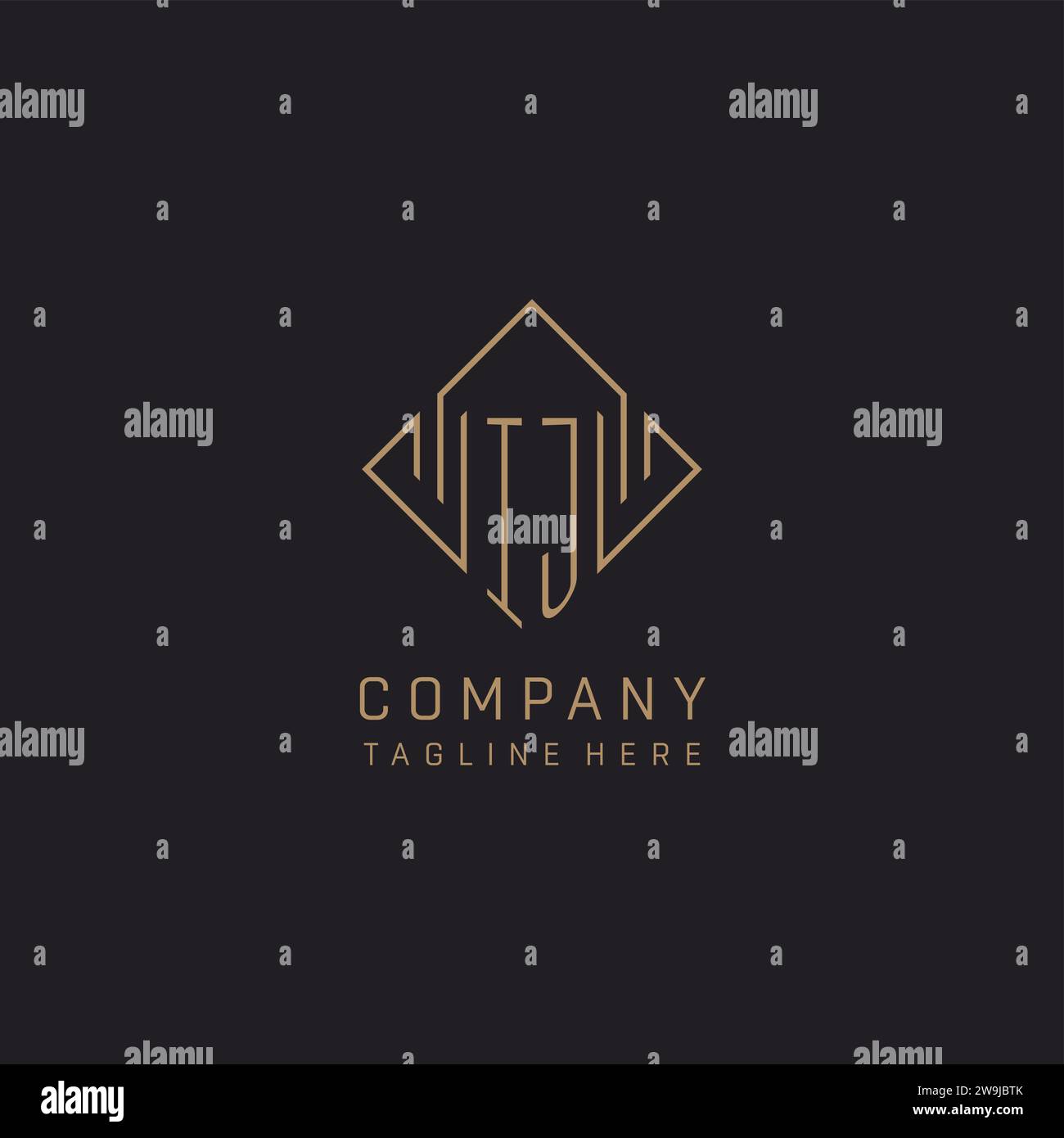 Monogramme IJ avec style de logo de ligne de losange, graphique vectoriel d'idées de conception de logo élégant de luxe Illustration de Vecteur