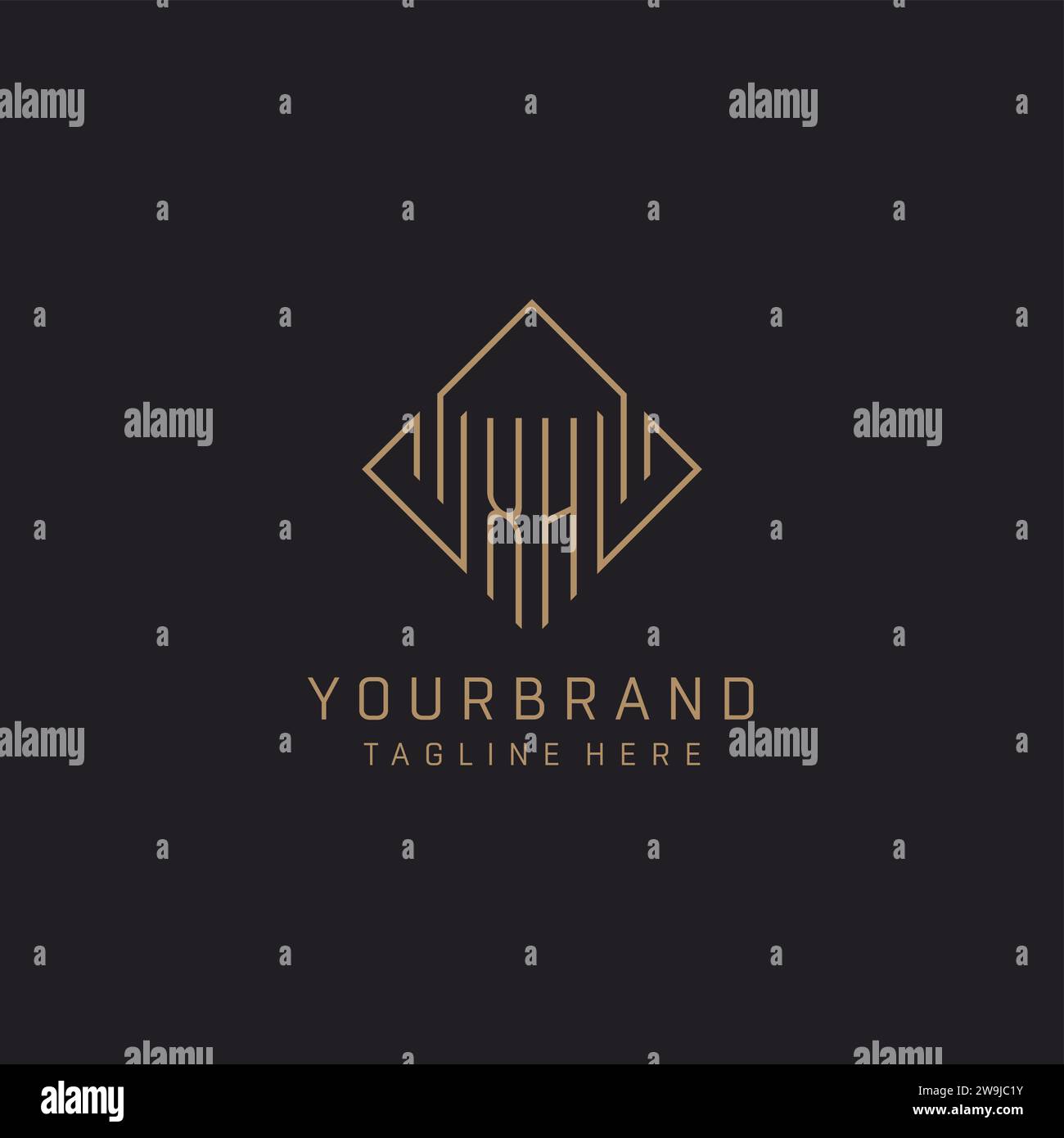 Monogramme XH avec style de logo de ligne de losange, graphique vectoriel d'idées de conception de logo élégant de luxe Illustration de Vecteur