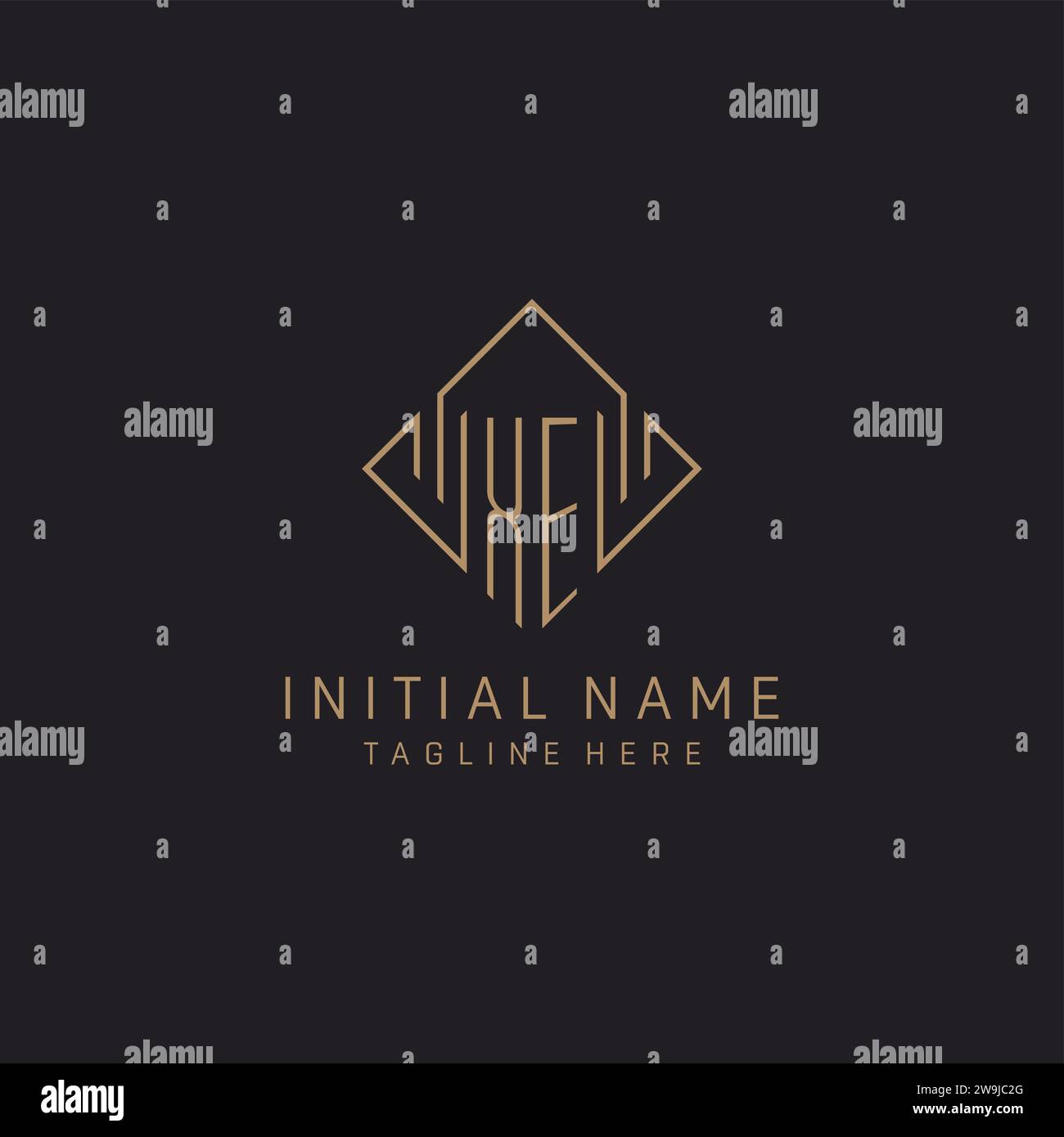 Monogramme XE avec style de logo de ligne de losange, graphique vectoriel d'idées de conception de logo élégant de luxe Illustration de Vecteur