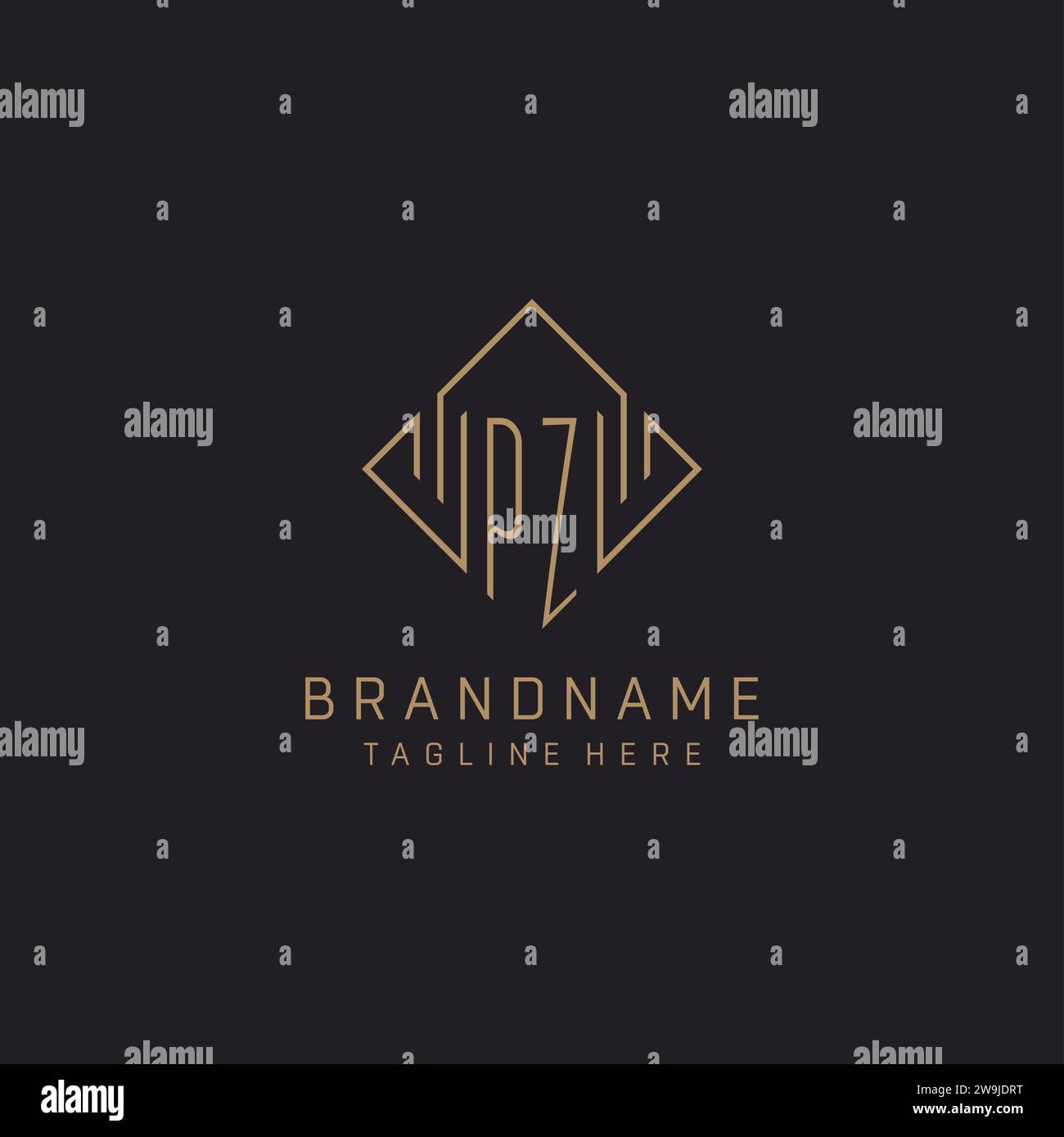 Monogramme PZ avec style de logo de ligne de losange, graphique vectoriel d'idées de conception de logo élégant de luxe Illustration de Vecteur
