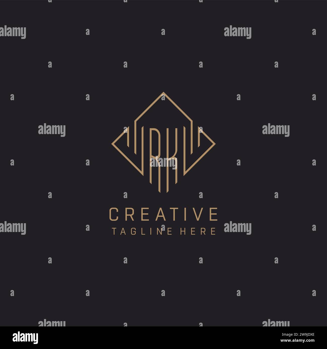 Monogramme RK avec style de logo de ligne de losange, graphique vectoriel d'idées de conception de logo élégant de luxe Illustration de Vecteur