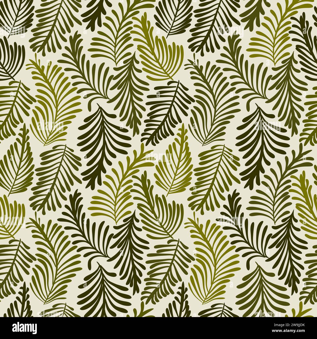 Motif sans couture stylisé de feuilles de fougère, modèle vectoriel Banque D'Images