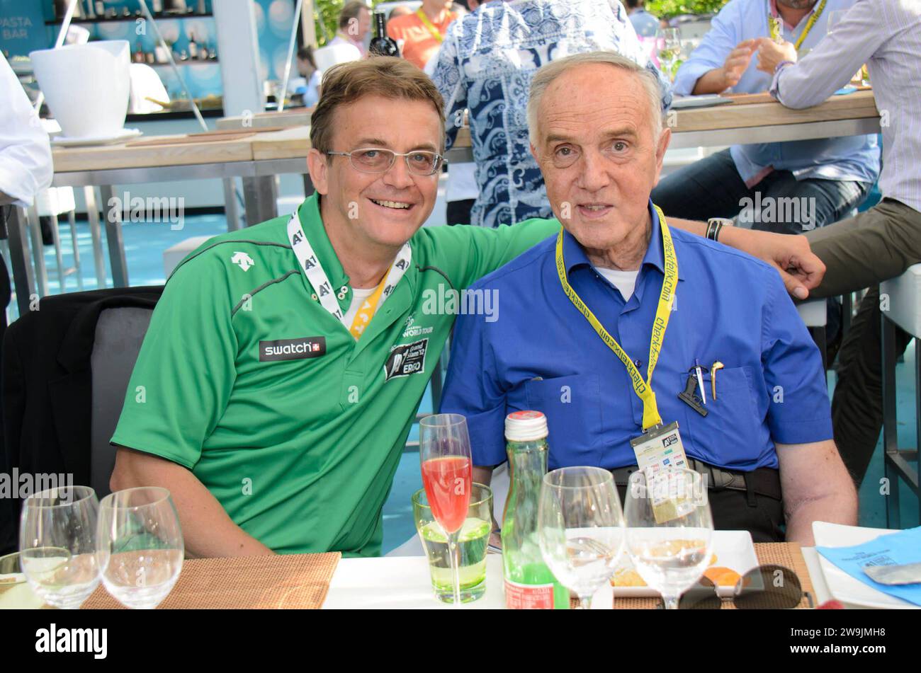 Hannes Jagerhofer, Gaston Glock 20.07.2012, Klagenfurt, BVB Stadion, BVB Freitag stars Gaston Glock am 27.12.2023 verstorben Wien Kärnten Autriche *** Hannes Jagerhofer, Gaston Glock 20 07 2012, Klagenfurt, BVB Stadion, BVB Vendredi stars Gaston Glock est décédé le 27 12 2023 Vienne Carinthia Autriche vr  10111213 Banque D'Images