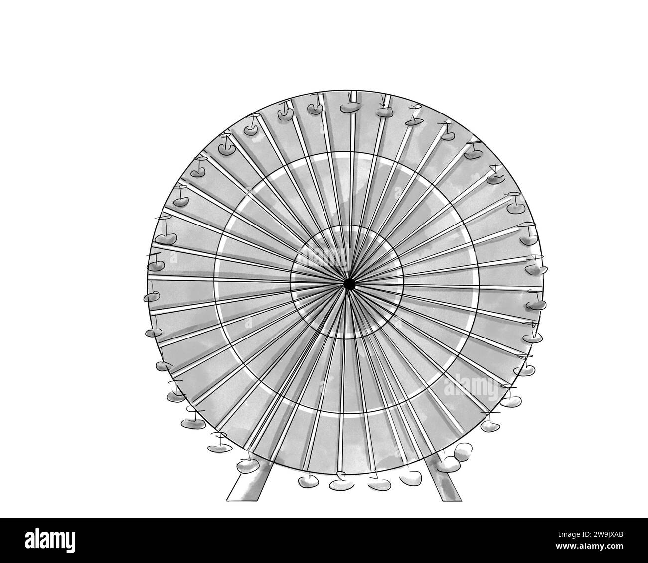 Illustration en noir et blanc de monument de Paris, Bois de Vincennes Foire du trone Banque D'Images
