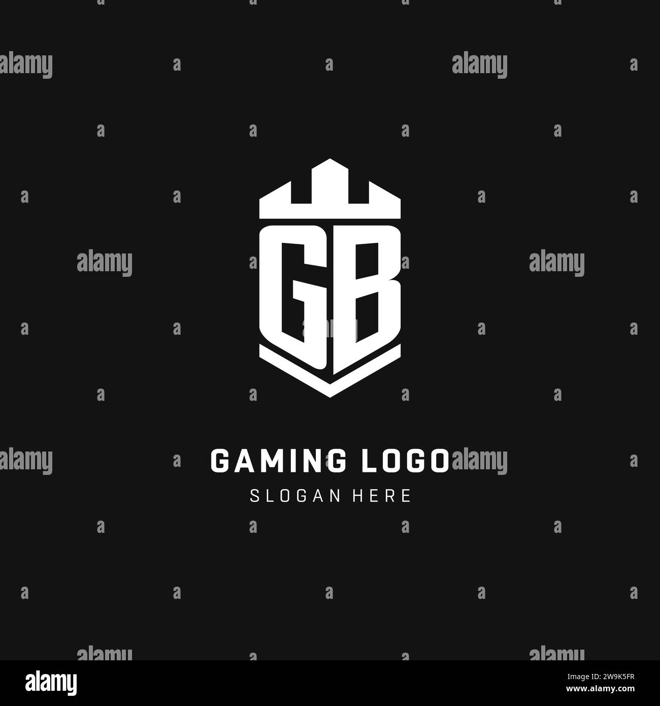 Initiale du logo GB monogramme avec dessin vectoriel de style couronne et protection de bouclier Illustration de Vecteur