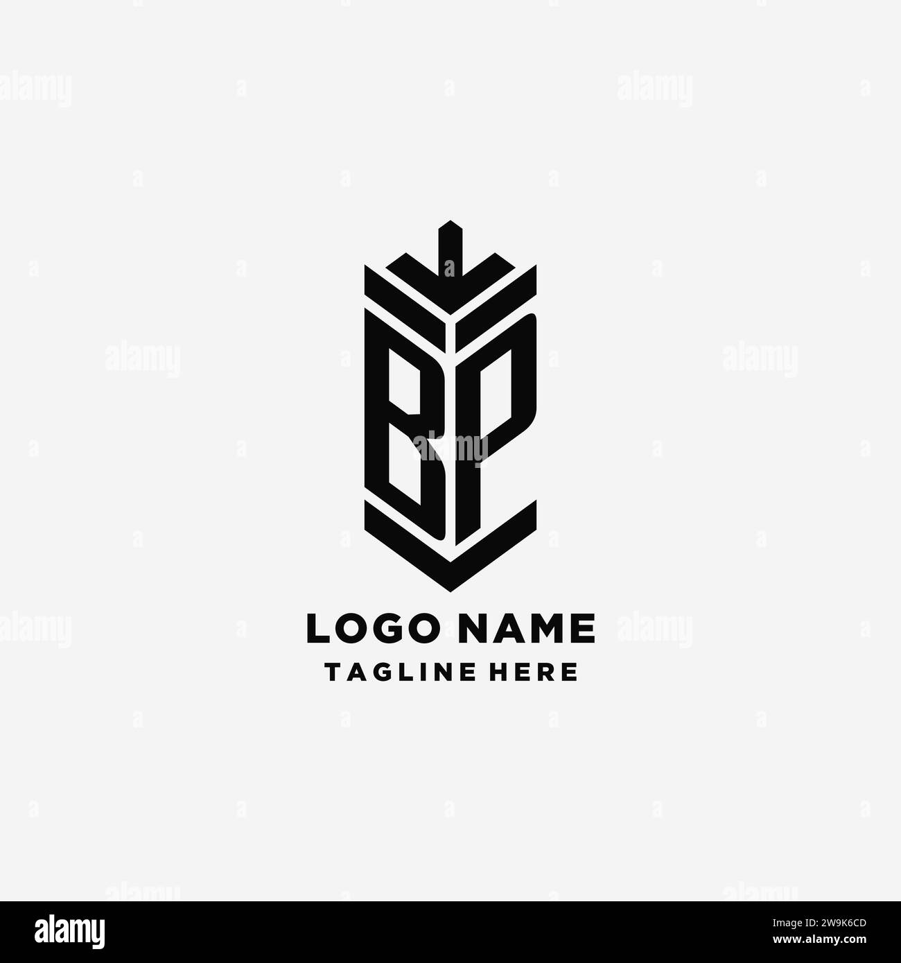 Initiales BP Shield logo design, graphique vecteur d'inspiration de logo de monogramme créatif Illustration de Vecteur